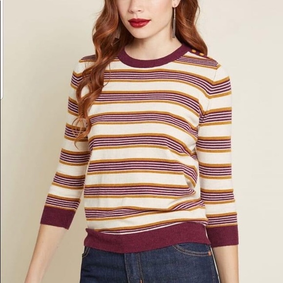 Modcloth Sweaters - ModCloth Charter School Retro Striped Sweater Sz M